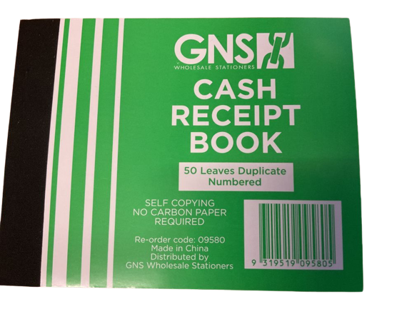 CASH RECEIPT BOOK GNS 9580 5X4 DUPLICATE CARBONLESS 50LF