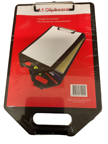 CLIPBOARD GNS A4 WITH STORAGE BLACK