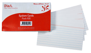 SYSTEM CARDS SOVEREIGN 5X3 RULED WHITE PK100