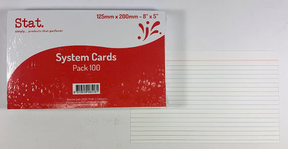 SYSTEM CARDS SOVEREIGN 8X5 RULED WHITE PK100